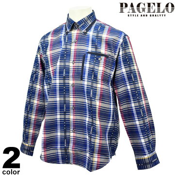 SALE 70%OFF パジェロ PAGELO 秋冬 ボタンダウンシャツ(長袖) チェック 星 総柄 97-1122-07