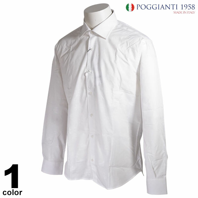 セール 30%OFF POGGIANTI 1958 ポジャンティ 長袖 カジュアルシャツ メンズ 春夏 花柄 イタリア製 インポート ロゴ 11-1034-61