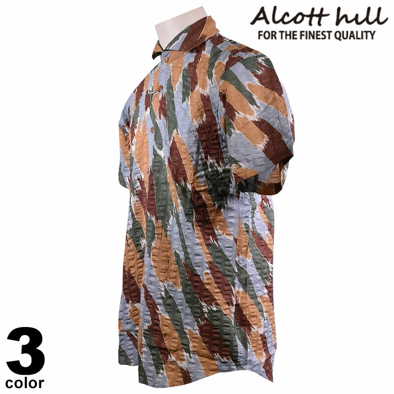 セール 70%OFF ALCOTT HILL アルコットヒル 半袖 カジュアルシャツ メンズ 春夏 総柄 コットン 日本製 ..