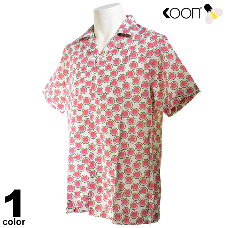 セール 30%OFF KOON クーン 半袖シャツ メンズ 春夏 オープンカラー 総柄プリント 94-1003-45
