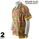 セール 30%OFF ALCOTT HILL アルコットヒル 半袖 カジュアルシャツ メンズ 春夏 総柄 シャツ ロゴ 31-2002-10