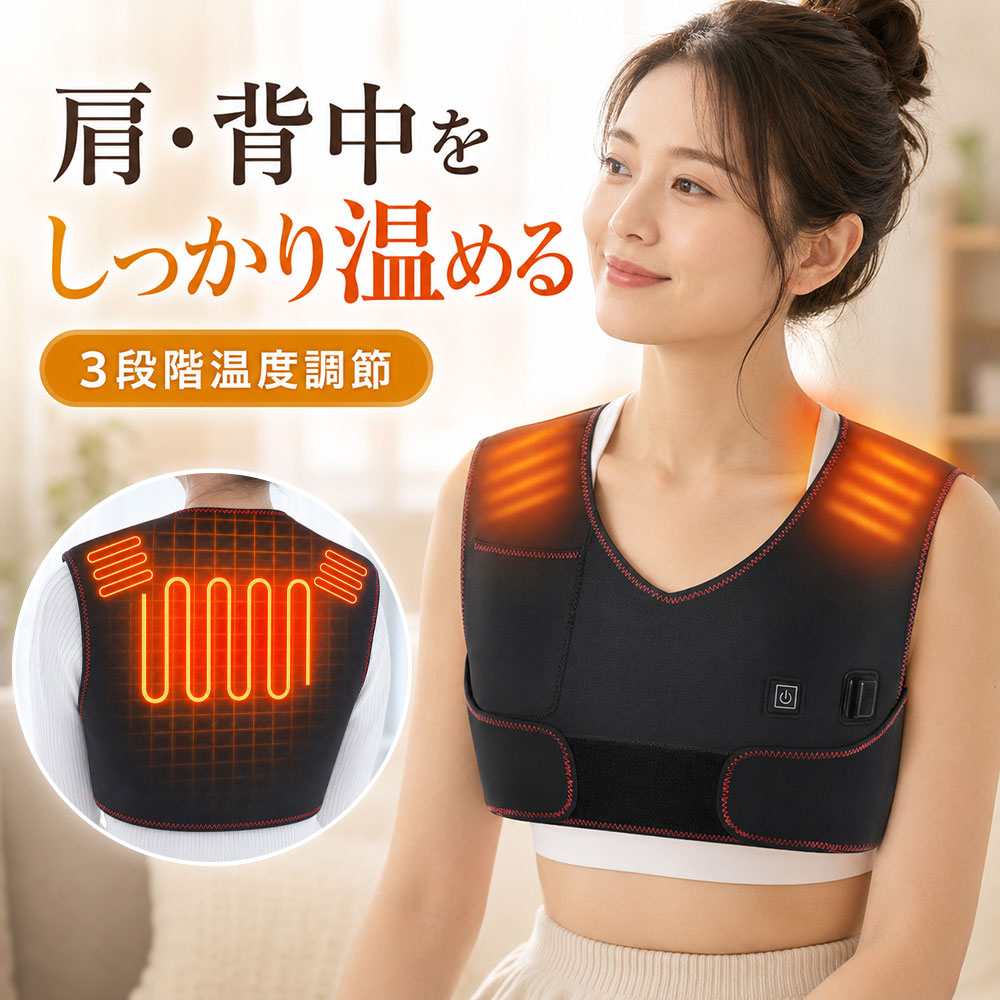 商品詳細: ■商品説明 首元から肩まわりまでやさしく包み込むヒーター付きショール。 3段階の温度調節で、季節や気分に合わせた心地よい温かさを楽しめます。 ふんわり柔らかなフリース素材と立体フィット設計で、毎日のリラックスタイムにぴったり。 USB給電式で使いやすく、自宅やオフィスなど様々なシーンで活躍します。 ■素材 ポリエステル、その他 ■キーワード 電熱ショール ネックウォーマー 肩ウォーマー 首元あったか 防寒グッズ 温熱ケア USB給電 ヒーター付き 温度調節 3段階調節 柔らかい 軽量 防寒対策 冷え対策 冬用品 首肩保温 肩掛けウォーマー あったかグッズ プレゼント ギフト 男女兼用 オフィス用 在宅ワーク 省エネ 便利グッズ 洗える お手入れ簡単 暖房アイテム 冬の必需品 メーカー希望小売価格はメーカーサイトに基づいて掲載しています メーカー希望小売価格はメーカーサイトに基づいて掲載しています メーカー希望小売価格はメーカーサイトに基づいて掲載しています