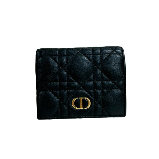 Christian Dior ディオール カナージュウォレット ブラック レザー 財布 10329 Christian Dior ディオール カナージュウォレット ブラック レザー 財布 10329