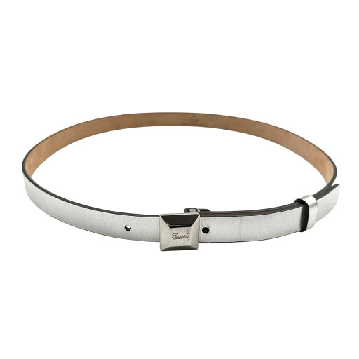 GUCCI グッチ シルバー ベルト レザー 18359 GUCCI グッチ シルバー ベルト レザー 18359
