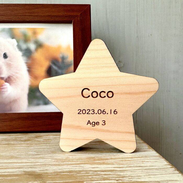 国産熊野ひのき使用　Memorial Wood 一番星　木製ペット位牌 犬 猫 うさぎ ハムスター フェレット ハリ..