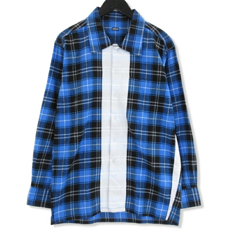 美品 SEQUEL シークエル 長袖シャツ チェック SQ-22SS-SH-05 LINE CHECK SHIRT ブルー S メンズ71008700