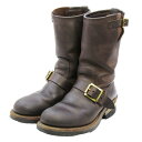 【中古】REDWING レッドウィング US5.5D 23.5cm エンジニアブーツ 8248 PT91 プリント羽タグ スチールトゥ 廃盤 90s ブラウン オイルドヌバック 90周年記念モデル ブーツ35003090