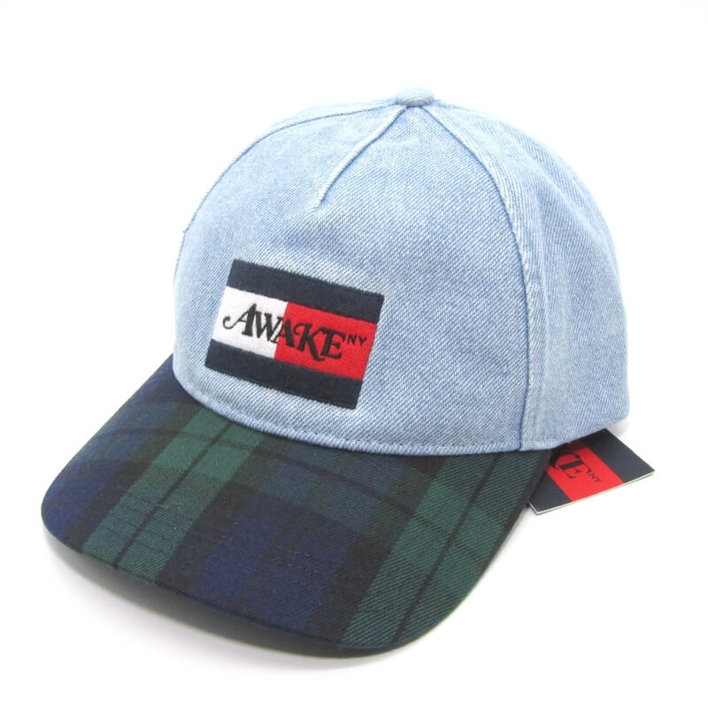 【中古】未使用 TOMMY JEANS × AWAKE NY アウェイク トミージーンズ デニムキャップ AU01812 DENIM FLAG CAP コラボ ブルー F 刺繍 ユニセックス 帽子 メンズ28007434