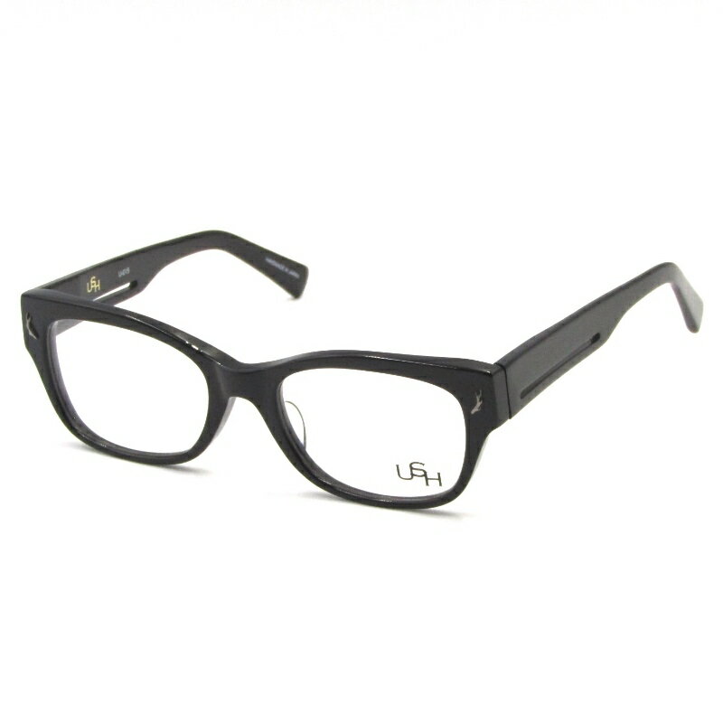 【中古】USH アッシュ メガネフレーム U-015 quanik カニック ウェリントン 日本製 現YUICHI TOYAMA 01 Black メガネ 眼鏡 サングラス65005764