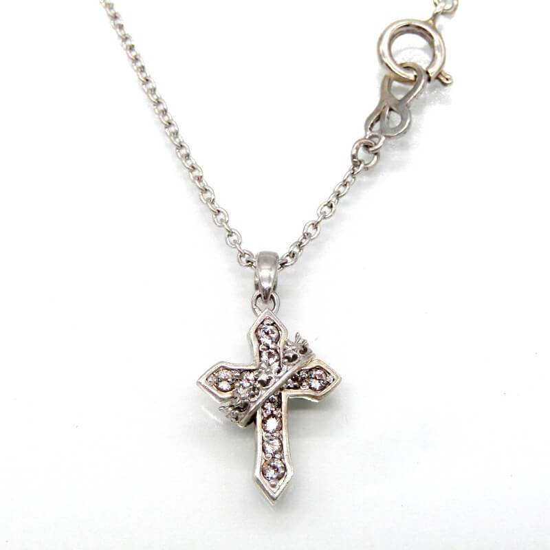 【最大5%OFFクーポン配布中】【中古】JUSTIN DAVIS ジャスティンデイビス ネックレス SNJ695 COMPASSION CROSS Necklace コンパッション クロス ホワイトトパーズ SV925 シャイニー加工 シルバー28007527