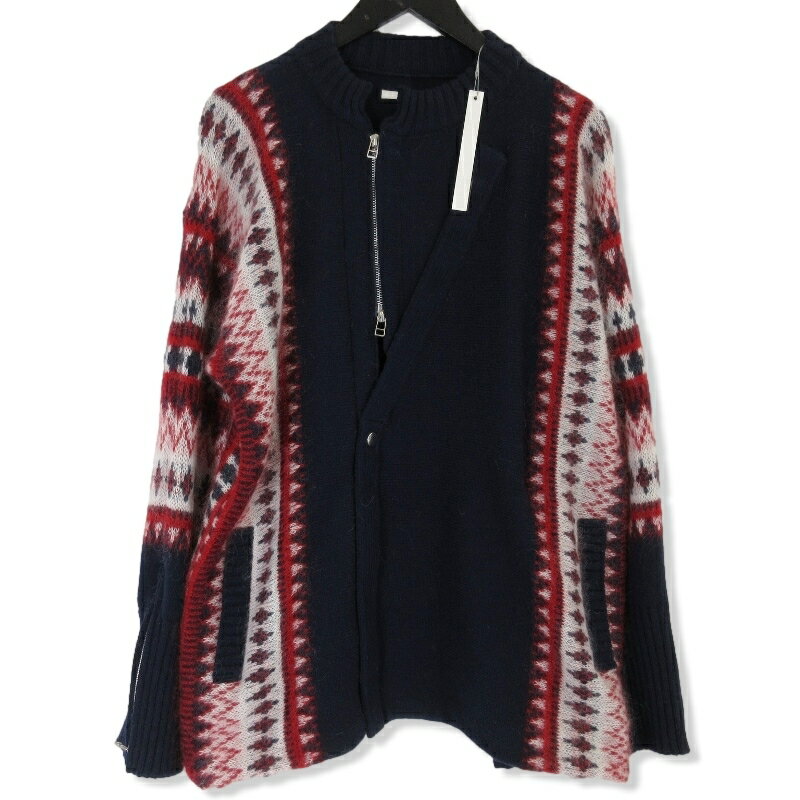 yő5%OFFN[|zzzyÁzgp Tamme ^ FAIR ISLE FRONT SLIT KNIT 23A0131 5GE[wAjbg tFAAC NAVY/RED 1 Y71009244