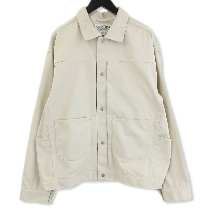 美品 SASSAFRAS ササフラス ガーデナーズ ジャケット Gardeners Jacket T/C Chino アイボリー XL メンズ71009276