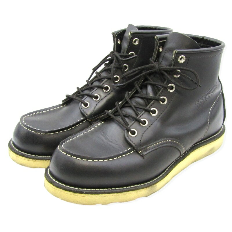 【中古】REDWING レッドウィング US7.5E 25.5cm モックトゥ 8179 2004年製 6インチ クラシックモック 黒 ブラック クローム アイリッシュセッター ワークブーツ トラクショントレッドソール CLASSIC MOC ブーツ35003153