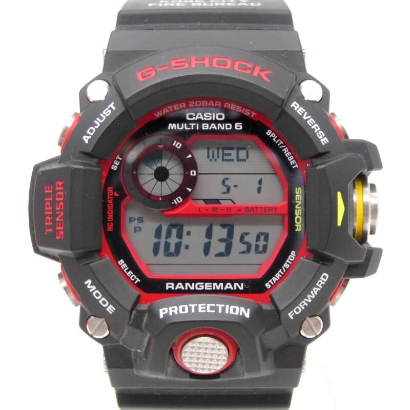 【中古】CASIO G-SHOCK Gショック GW-9400NFST-1AJR 仙台/神戸消防局 緊急消防援助隊コラボ レンジマン 電波ソーラー 黒RANGEMAN ブラック レッド デジタル メンズ レディース カシオ 腕時計28007605