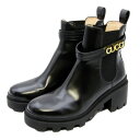 【中古】美品 GUCCI グッチ 38 ミッドヒールブーツ 734909 レザー ウィメンズ レディース チェルシーブーツ サイドゴアブーツ ブラック イタリア...