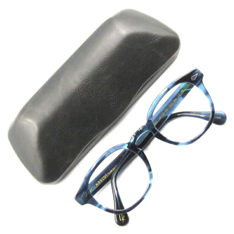 【中古】美品 MOSCOT モスコット メガネフレーム LEMTOSH 49 レムトッシュ ボスリントン 調光 中国製 INK ブルーササ ボストン/ウェリントン メガネ 眼鏡 サングラス 50018622