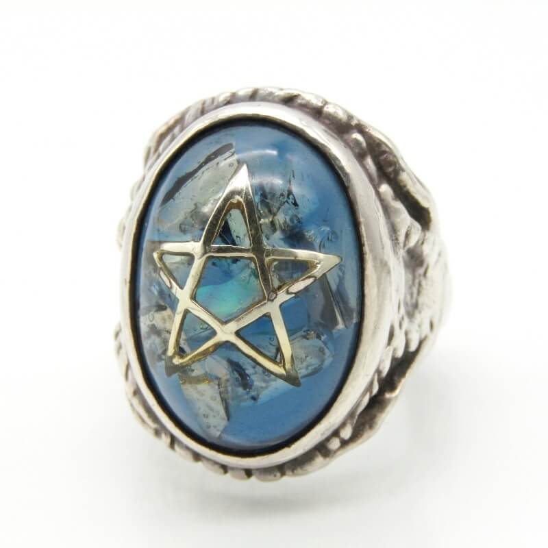 【中古】ALEX STREETER アレックスストリーター リング ANGEL HEART RING CRACK BLUE エンジェルハート クラック SV925 15号 シルバー 28009136