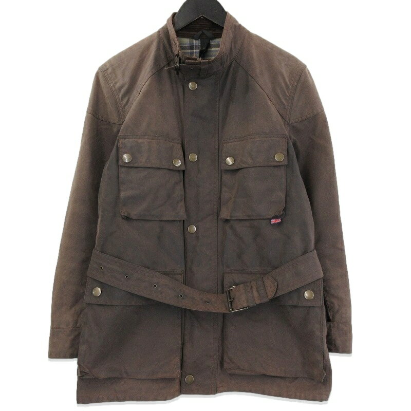 【中古】BELSTAFF ベルスタッフ モーターサイクルジャケット ワックスコットン オイルドクロス イタリア製 ブラウン Sメンズ 71011292
