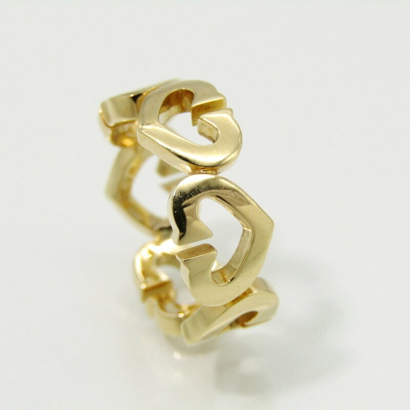 【中古】美品 Cartier カルティエ リング Cハート K18YG 48 レディース Au750 イエローゴールド 指輪 7.5号 28009293