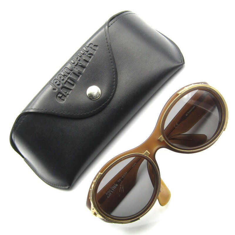 【中古】JEAN PAUL GAULTIER ジャンポールゴルチエ サングラス 56-6001 日本製 オーバル ゴーグルタイプ ヴィンテージ マットブラウン90s グレー メガネ 眼鏡 サングラス 65007259
