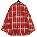 【中古】美品 DAIWA PIER39 ダイワピア39 長袖シャツ BE-88022 Tech Work Shirts Flannel Plaids ワークシャツ レッド L メンズ 37000100(4)