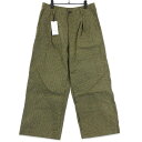 【中古】未使用 KUON クオン Military Tent Wide Trousers 144PT051300 ミリタリー テント ワイドパンツ オリーブ L タグ付きミリタリーパンツ 総柄 日本製メンズ 71012202