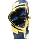 【中古】美品 HAMILTON ハミルトン ベンチュラ H24301941 F05.115 H243010 スエード Blue Suede VENTURA 並行輸入 ゴールド ブルー クオーツ レザーベルト クオーツ 腕時計 28009881(2)