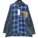 【中古】美品 Mr.Remakeman ミスターリメイクマン 長袖チェックシャツ MR-2308654 Used Remake Check Shirt ブルー 3 タグ付きリメイク古着 再構築 ネルシャツ フランネルメンズ 71012747(4)