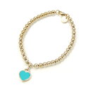 【中古】美品 Tiffany&Co. ティファニー ブレスレット ブルー ハート タグ ビーズ リターントゥティファニー ボールチェーン Ag925 SV925 エナメル レディース シルバー 28010284