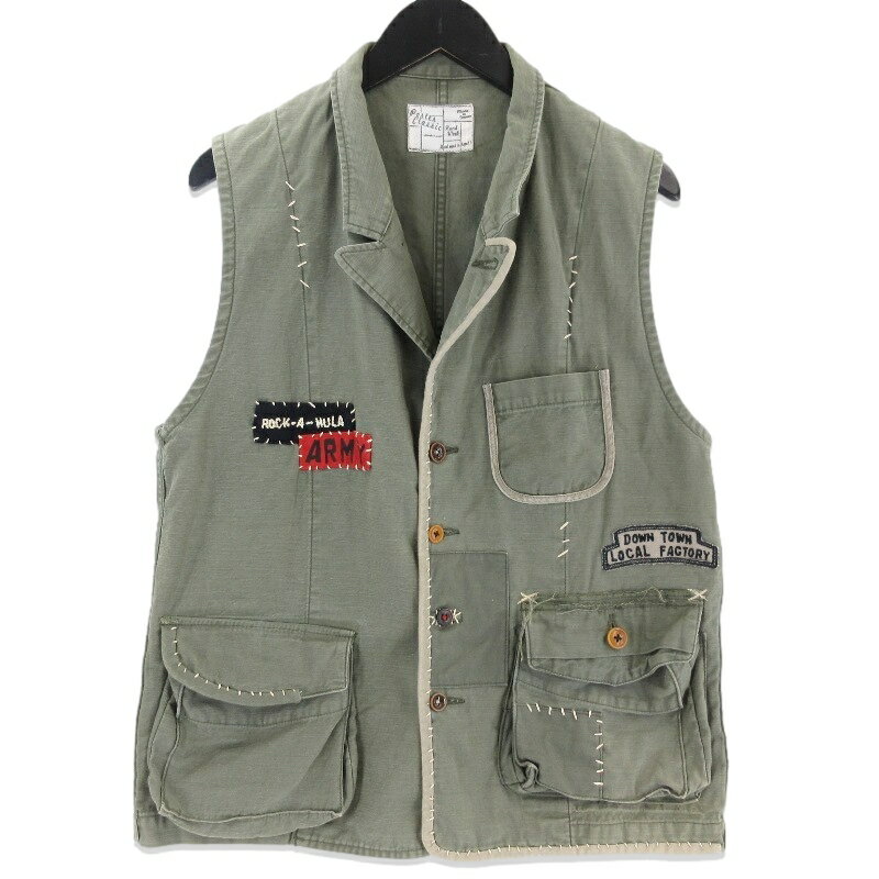 【中古】Porter Classic ポータークラシック テーラードベスト ハンドワーク HANDWORK TAILORD VEST 日本製 パッチワーク オリーブ Mメンズ 71012835