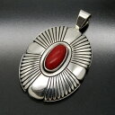 【中古】Howard Nelson ナバホ族 ペンダント コーラル ハワードネルソン トップ メンズ レディース シルバー ネックレストップ インディアンジュエ...