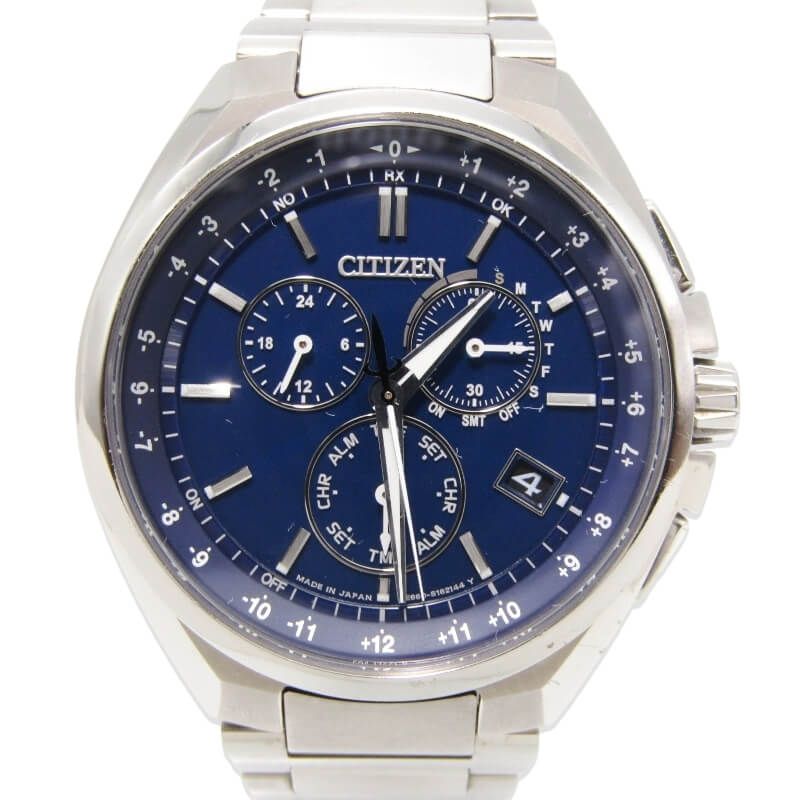 【中古】CITIZEN シチズン CB5040-80L ATTESA エコドライブ アテッサ 電波ソーラー E660-S118298 ダイレクトフライト チタン ブルー クオーツ 腕時計 28010818