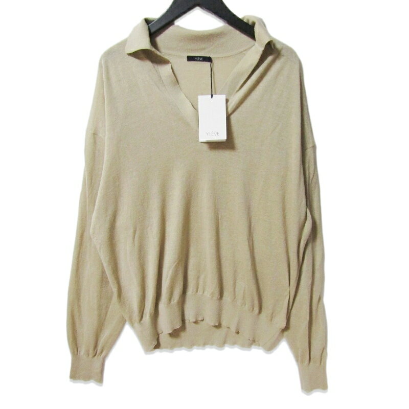 【中古】未使用 YLEVE イレーヴ LINEN COTTON SKIPPER KN P/O 170-5160042 ニット リネン プルオーバー ベージュ 5 タグ付きメンズ 27111145(4)