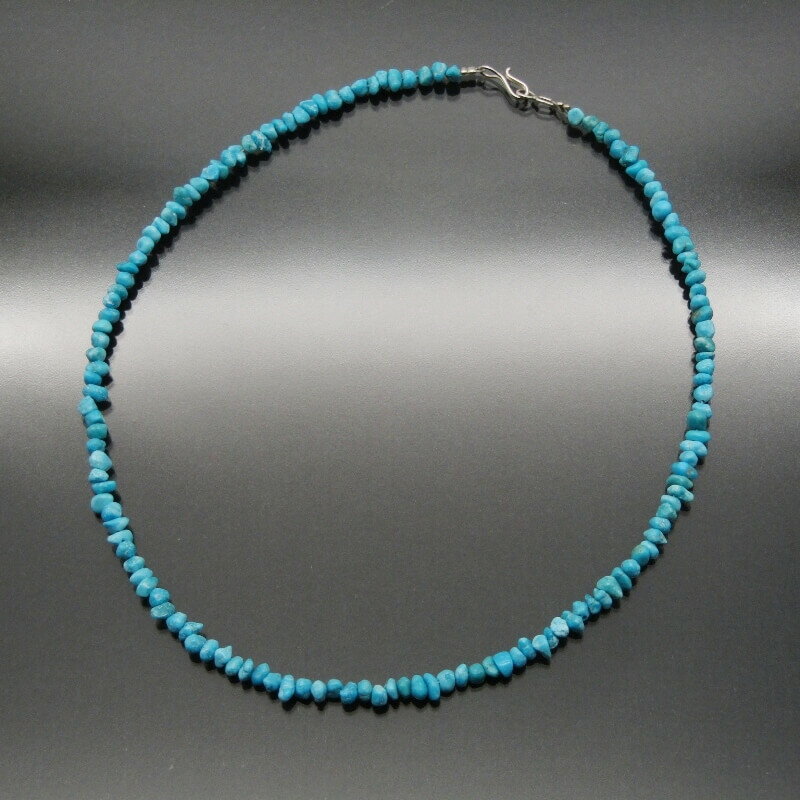 【中古】美品 Navajo ナバホ族 ネックレス ナゲット ターコイズ 45cm メンズ レディース インディアンジュエリー シルバー 28010830