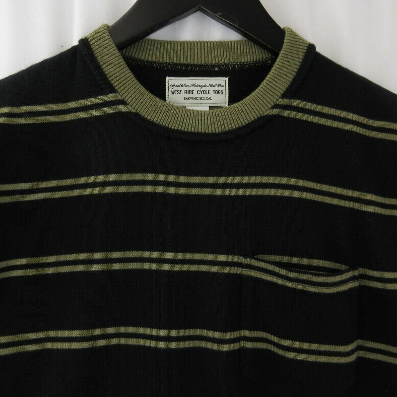 【中古】未使用 WESTRIDE ウエストライド 半袖Tシャツ WR-NGTBORT2020 NGT BORDER TEE ニット 日本製 ブラック 黒 36メンズ 71013733