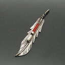 【中古】Freddie Barney ナバホ族 ペンダント インレイ フェザー フレディバーニー トップ 羽 コーラル シェル メンズ レディース インディアン...