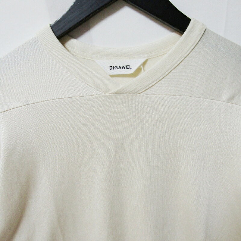 【中古】未使用 DIGAWEL ディガウェル football T-shirt DWXA041 フットボールTシャツ オーバーサイズ天竺Tシャツ ベージュ 1 タグ付きカットソー 五分袖Teeメンズ 27111459