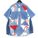 【中古】未使用 DISCOVERED ディスカバード ECO BAG PATCH DENIM SHIRTS DC-NS-SH-15 半袖シャツ リメイク インディゴ FREE タグ付き デニムシャツ パッチワーク 日本製 メンズ 65008849