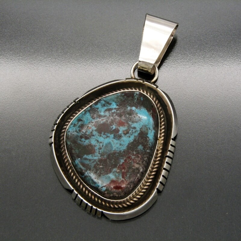 【中古】Fred Peters ナバホ族 ペンダント ビズビー ターコイズ フレッドピータース トップ メンズ レディース インディアンジュエリー シルバー 28011035