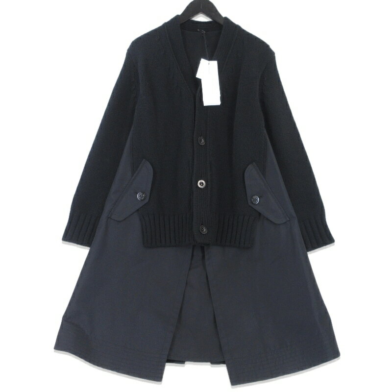 【中古】sacai サカイ ドッキング ロングカーディガン 23-06778 ウィメンズ レディース 日本製 ローゲージ ブラック 黒 1 タグ付き 70017156のサムネイル