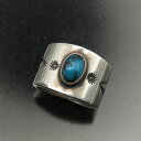 【中古】Ivan Howard ナバホ族 リング ビズビー ターコイズ アイバンハワード メンズ レディース スタンプワーク 18号 インディアンジュエリー シ...