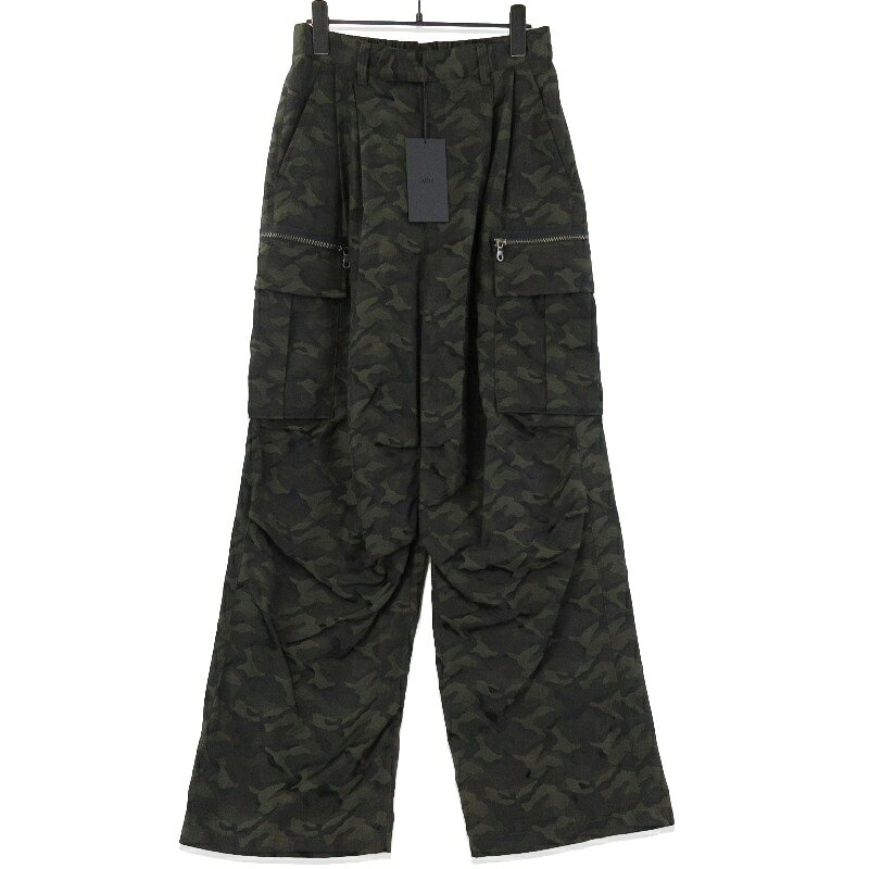 【中古】未使用 Juha ユハ CAMOUFLAGE CARGO PANTS 10210806-2 カーゴパンツ カモフラージュ イージーパンツ オリーブ 3 タグ付き日本製メンズ 71013907