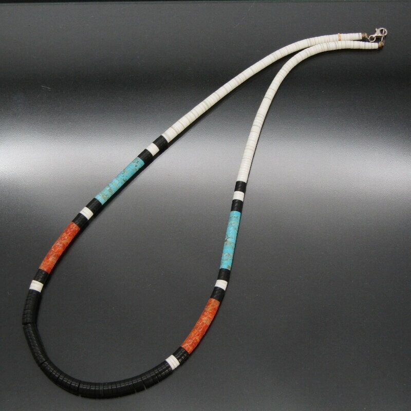 【中古】Calvin Lovato サントドミンゴ族 ヒシネックレス 56cm カルビンロバト ヒーシー マルチビーズ メンズ レディース インディアンジュエリ...