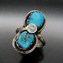 【中古】Effie Calavaza ズニ族 リング 2ターコイズ エフィーカラバサ スネーク メンズ レディース 指輪 14.5号 インディアンジュエリー シ...