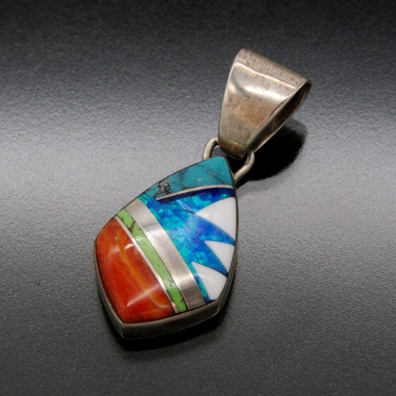 【中古】美品 Cathy Webster ナバホ族 ペンダント マルチ インレイ キャシーウェブスター トップ メンズ レディース インディアンジュエリー シルバー 28011309