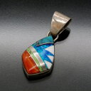 【中古】美品 Cathy Webster ナバホ族 ペンダント マルチ インレイ キャシーウェブスター トップ メンズ レディース インディアンジュエリー シル...