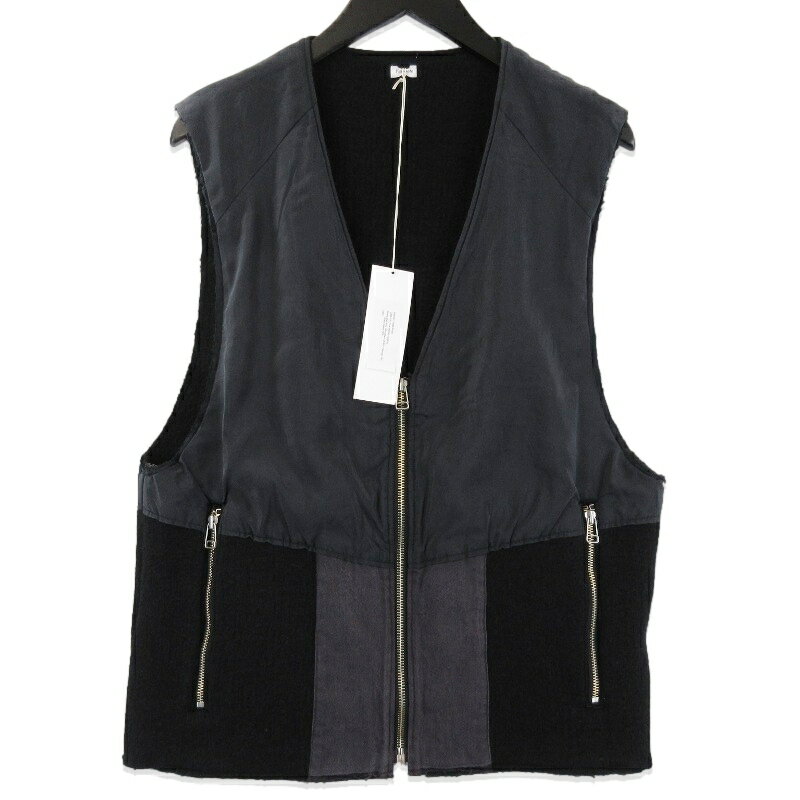 樂天商城 - 【中古】未使用 Fujimoto フジモト Distortion Silk Shell Vest FJ253-43-001 シルクシェル ジップベスト ウール 日本製 ブラック 黒 Fメンズ 71014296