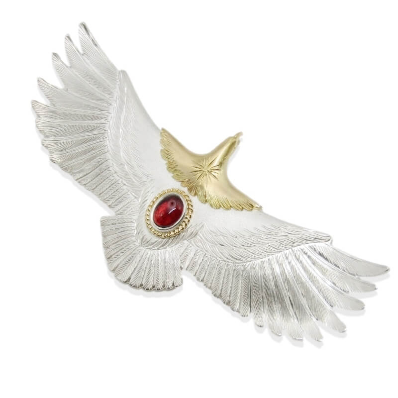 【中古】美品 Studio Matilda スタジオマチルダ K18頭金イーグル Xmas limited eagle ガーネット シルバー950 ペンダント トップ クリスマス限定 金縄 ストーン 30013269