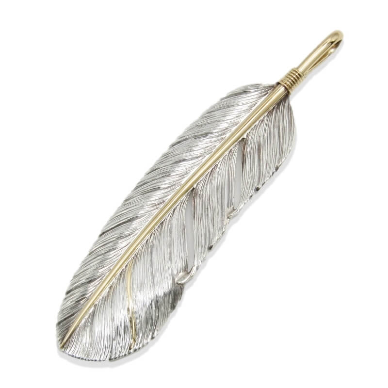 【中古】美品 Studio Matilda スタジオマチルダ ペンダント K18軸金フェザー morrow70mm シルバー950 ネックレス トップ 30013270