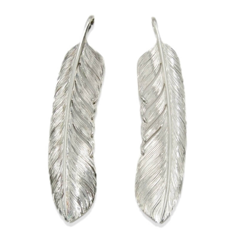 【中古】美品 Studio Matilda スタジオマチルダ スリットフェザー Lサイズ 左右セット ラージ シルバー950 ペンダント トップ 30013271